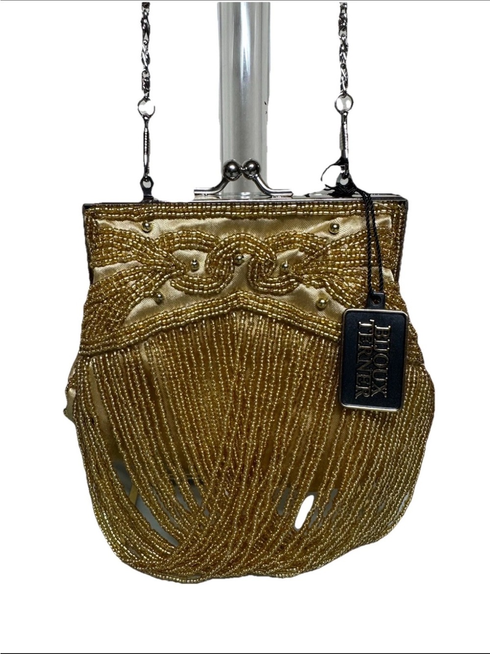 Vintage Glam Beaded Draped Gatsby Satin Clutch Purse